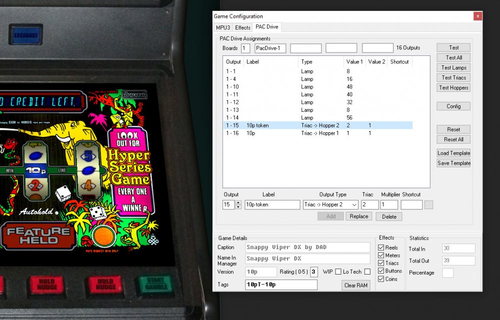 Hopper setup for tokens - Cabinet Building - Desert Island Fruits